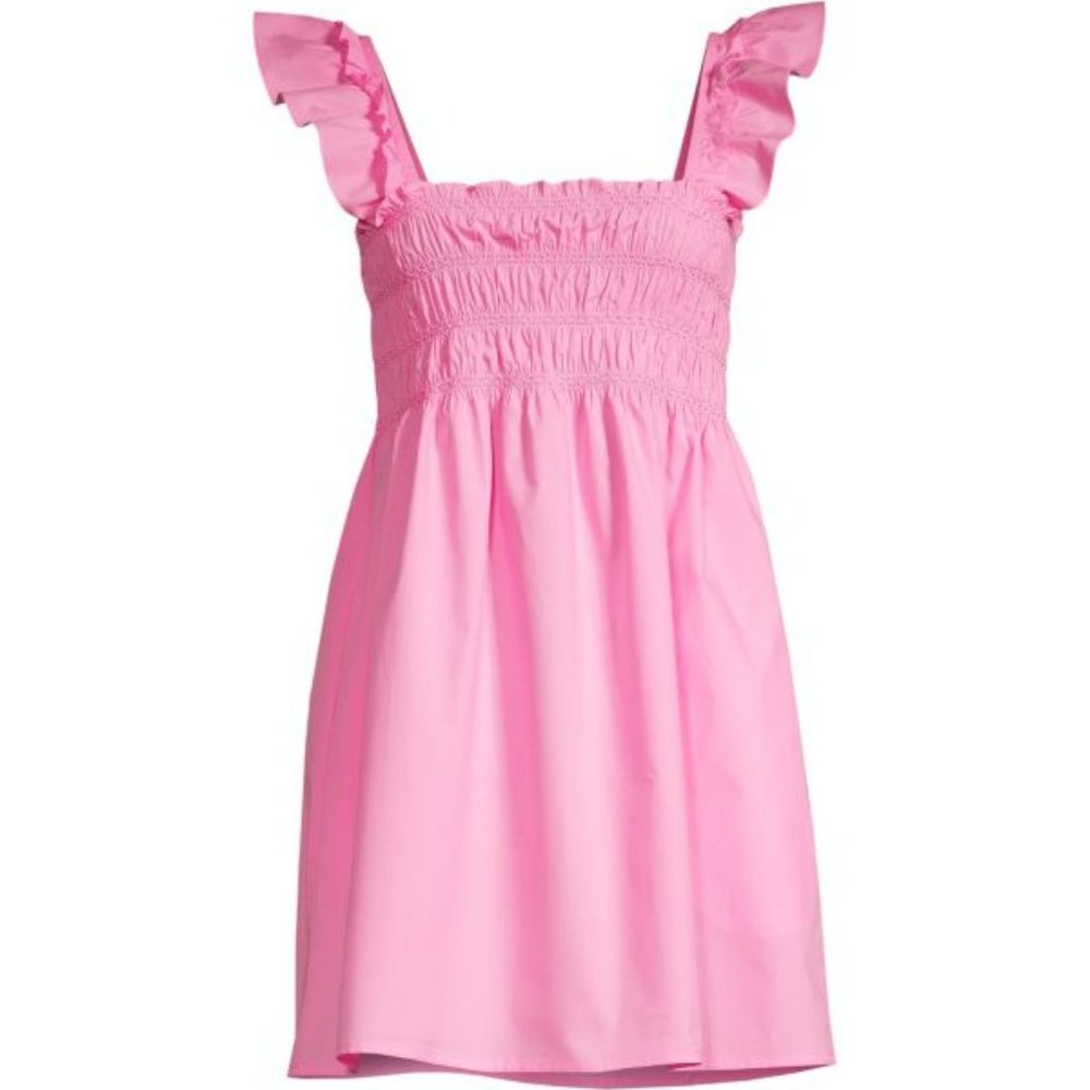 FRENCH CONNECTION PINK SMOCKED BABYDOLL DRESS
